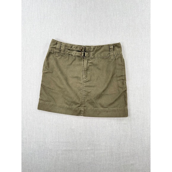 Ralph Lauren Dresses & Skirts - Ralph Lauren Womens Olive Green Cotton Twill Buckle Detail Mini Skirt Size 4